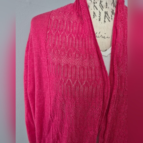 Jones New York Fuchsia Pink Open-Front Knit Cardigan - Picture 2 of 9